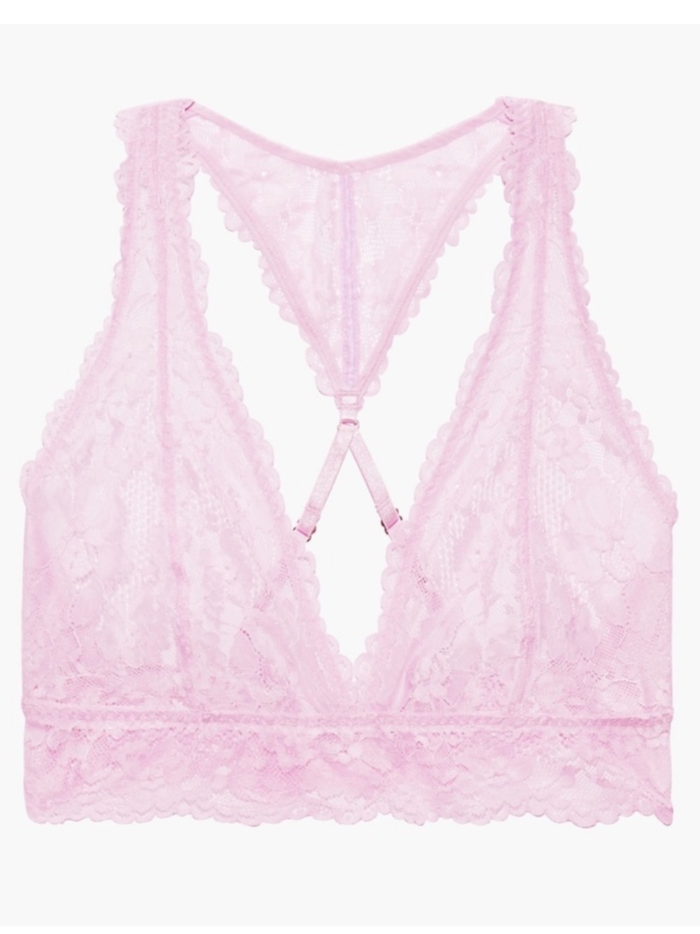 NWT Savage X Fenty Floral Lace Racerback Bralette Pink Small